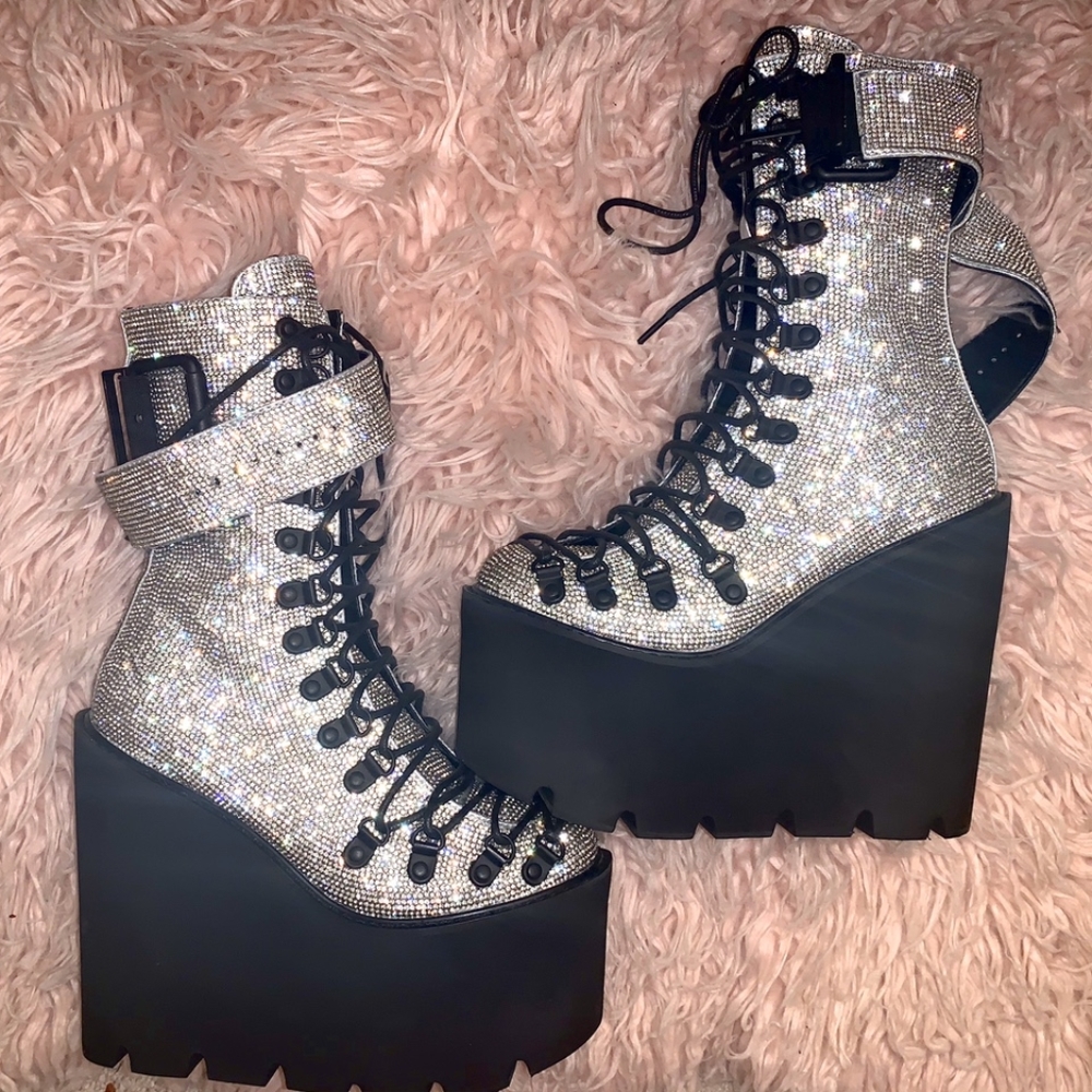 Dolls kill x club exx rhinestone boots